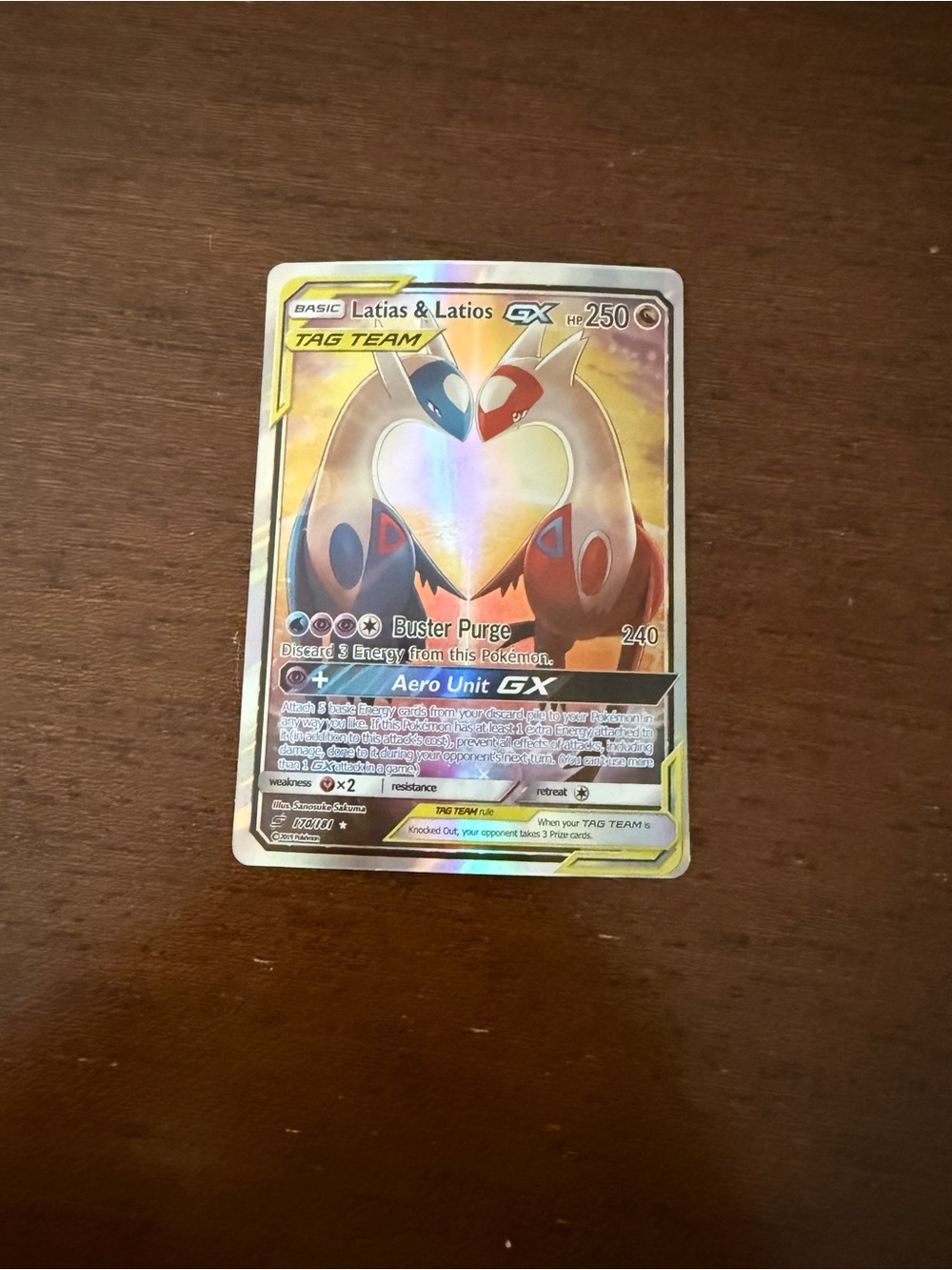 Pokemon Latias & Latios TAG TEAM GX Holo Card - Red & Blue